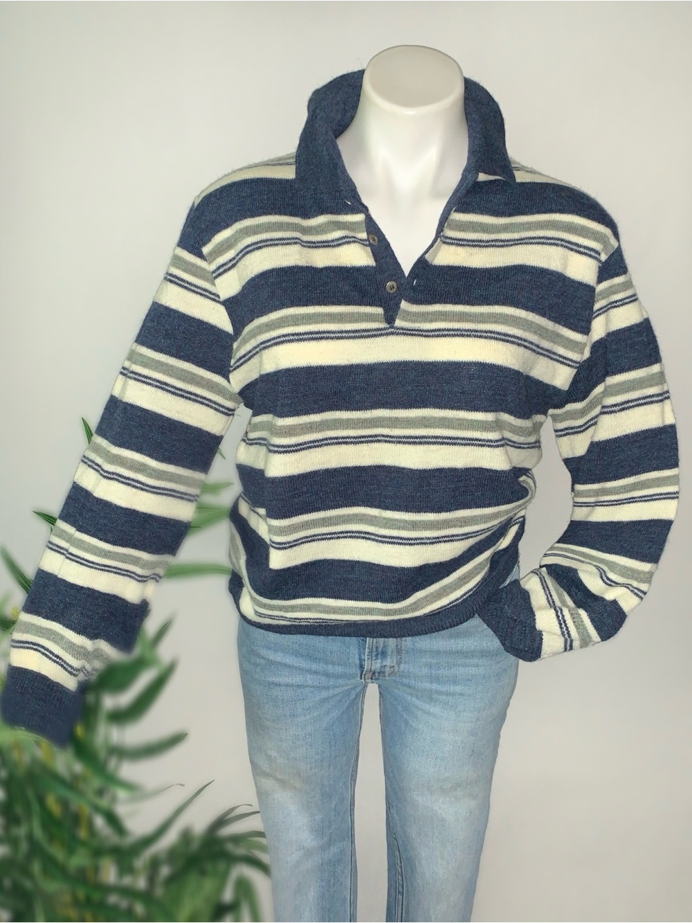 s t r i p e :: Vintage Preppy Rugby Stripe Knit Sweater Lightweight